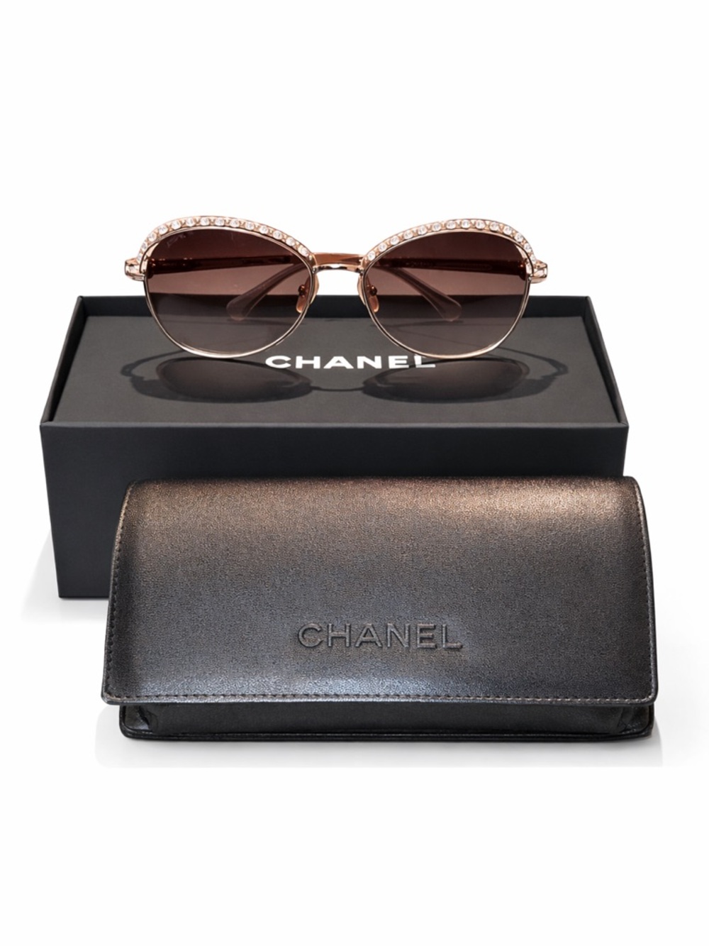 CHANEL  Sunglasses with Silver Detailing embellished with pearls